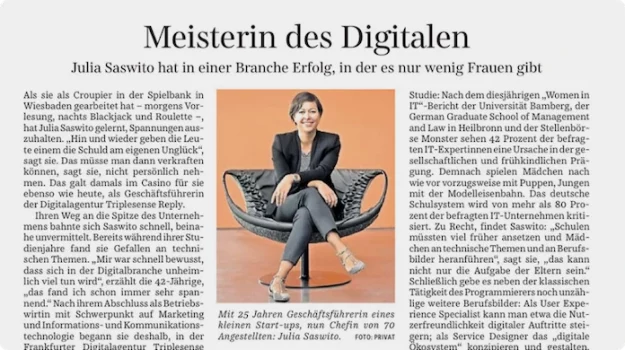 Zeitungsartikel aus SZ: "Meisterin des Digitalen"