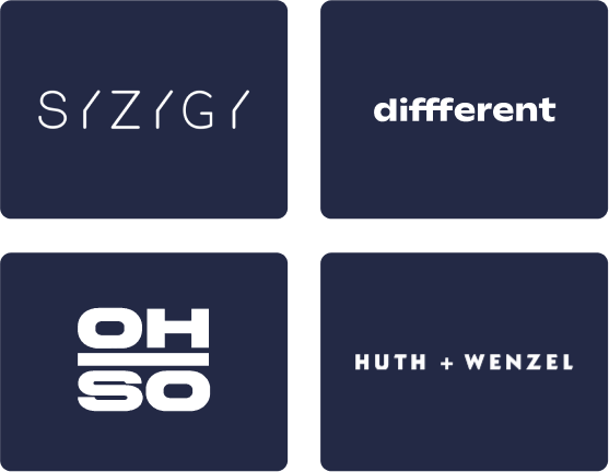 Logos SYZYGY, diffferent, OH-SO digital & huth+wenzel